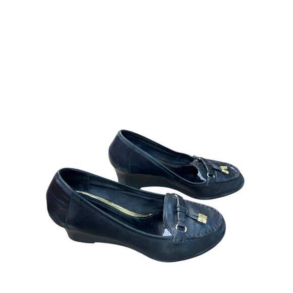 Ralph Lauren Lauren Womens Black Leather Wedge Heels Size 7.5B SKU 9179 - Picture 4 of 14